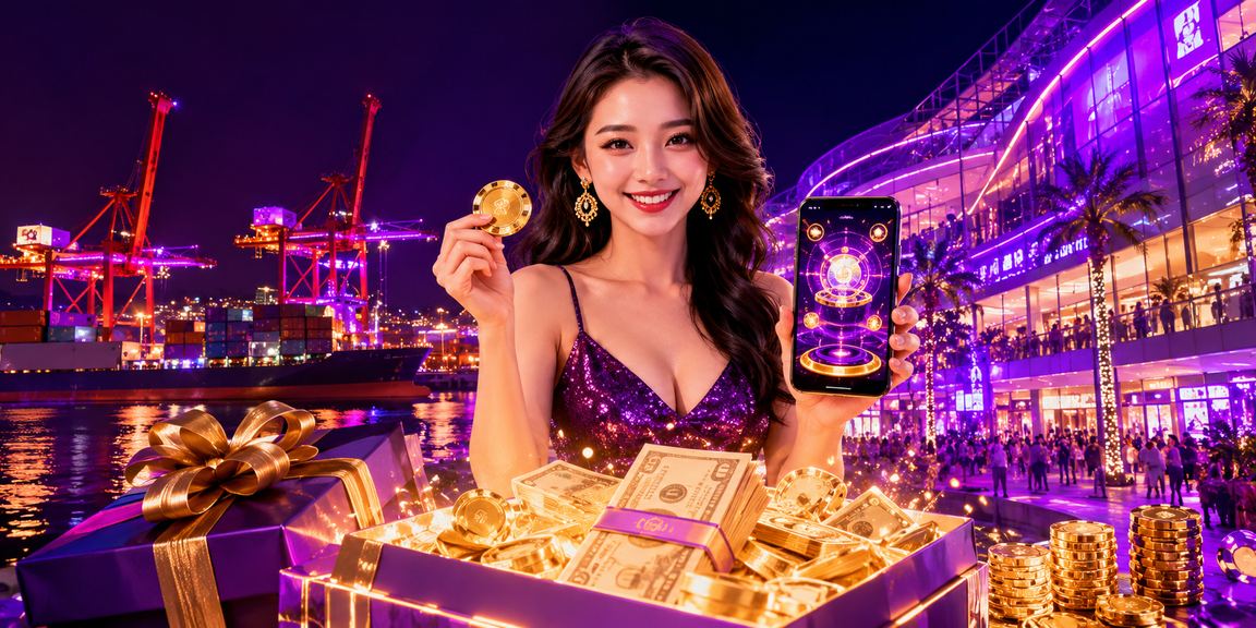 Người chơi casino di động tại Hải Phòng về đêm với ánh đèn neon đặc trưng thành phố cảng